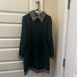 SHEIN Green Dress with Black Checkered Trim